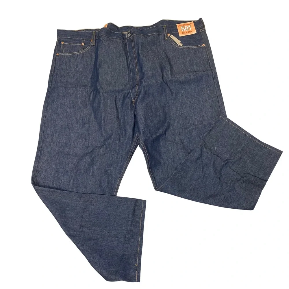 NWT Levi's 501 Original Fit Jeans Men's 54x30 Big & Tall Button Fly Dark Wash